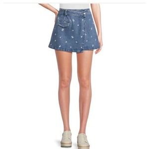Chelsea & Violet Callah Floral Embroidered‎ Denim Mini Skirt Juniors Women Sz 29